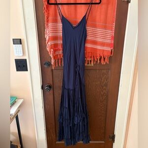 Navy ruffled tiered Free People dress